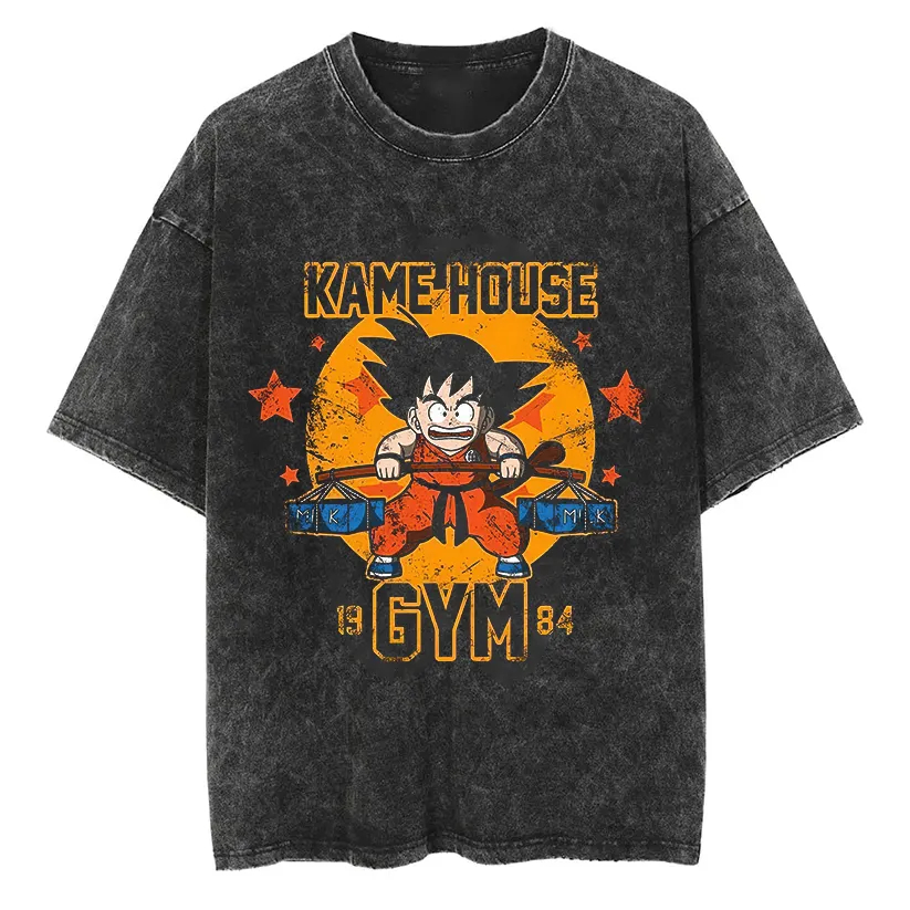 Acid Wash Vintage Graphic T Shirt - Goku T-Shirt Dragon Ball Anime Herren