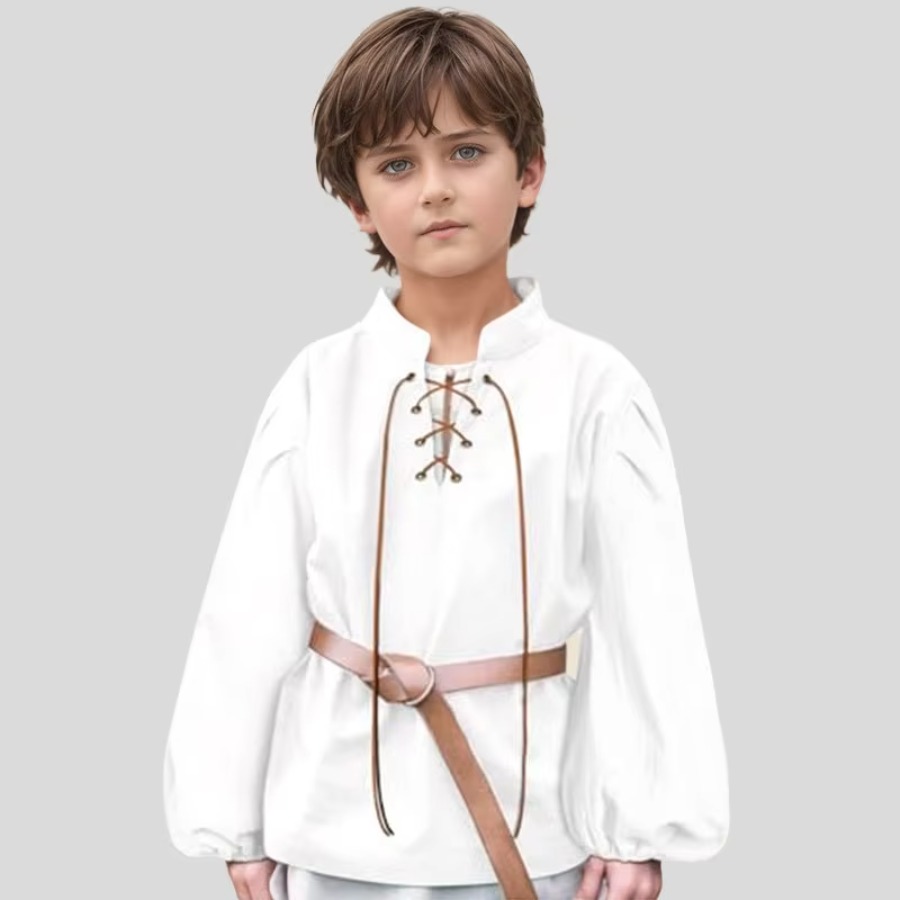 Shirts - Mittelalterliches Piratenhemd für Jungen, Renaissance-Schnürhemd, Halloween-Kostüm,