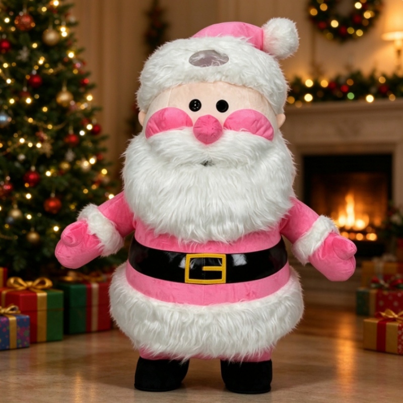 Suits - Rosa Weihnachtsmann Aufblasbares Maskottchen-Kostüm für Erwachsene