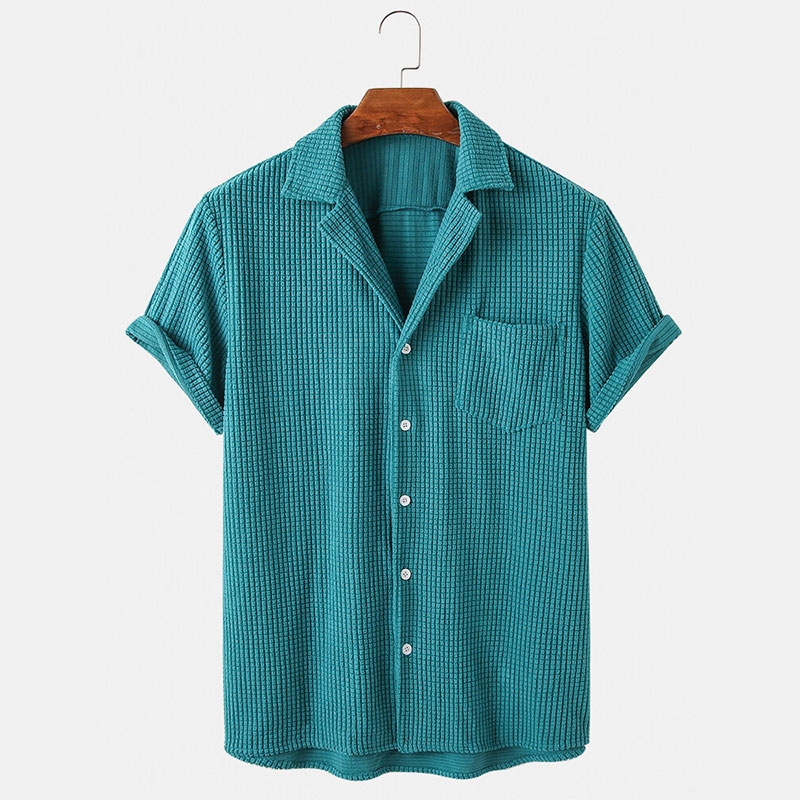 Corduroy Button Up Shirt Men - Sommer Kleidung männer Luxus Cord Plaid