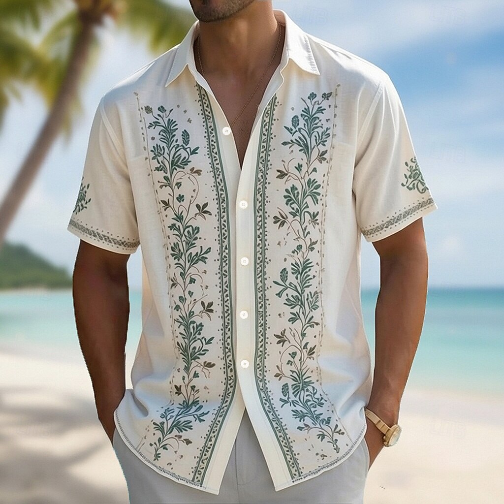 Vintage Hawaiian Floral Shirt - Herren-Hawaiihemd mit Umlegekragen und 3D-Druck, tropische