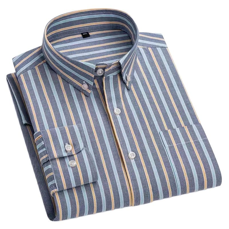 Oxford Cotton Casual Shirt Business - 160 kg übergroßes Hemd, gestreiftes/kariertes Hemd,