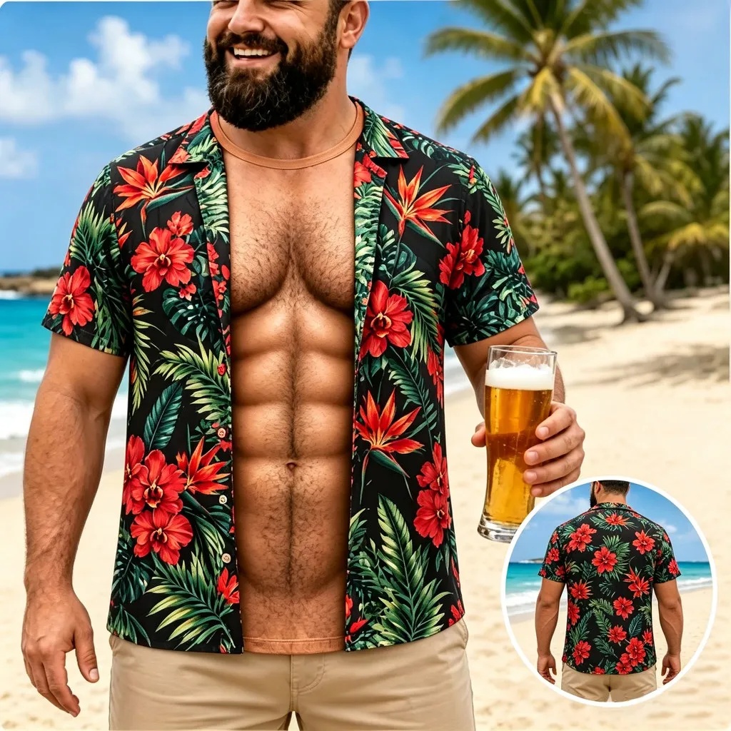 Neues Herren-Hawaiihemd mit ku – Vintage Hawaiian Floral Shirt Bewertung und Preis