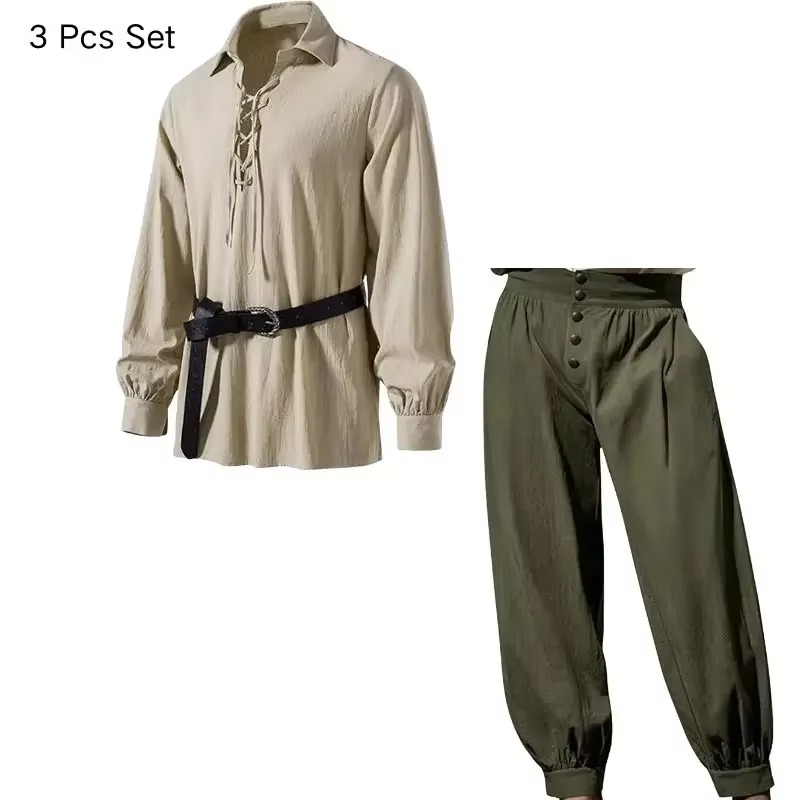 Männer Mittelalterliches Wikin – Medieval Gothic Lace Up Pirate Shirt Bewertung und Preis